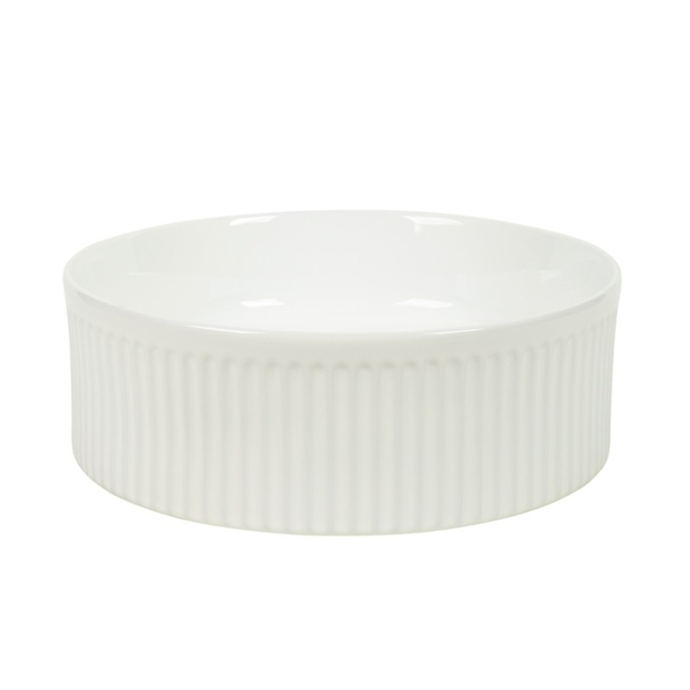 CLAYA ROUND FLUTED ABOVE COUNTER BASIN GLOSS WHITE 370MM