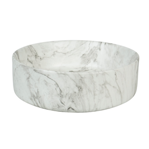CLAYA ROUND ABOVE COUNTER BASIN MATTE WHITE CARRARA MARBLE LOOK 400MM
