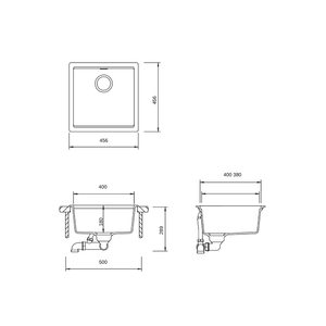 SCHOCK KN-100NT KITCHEN SINK TECHNICAL DRAWING WITH DIMENSIONS