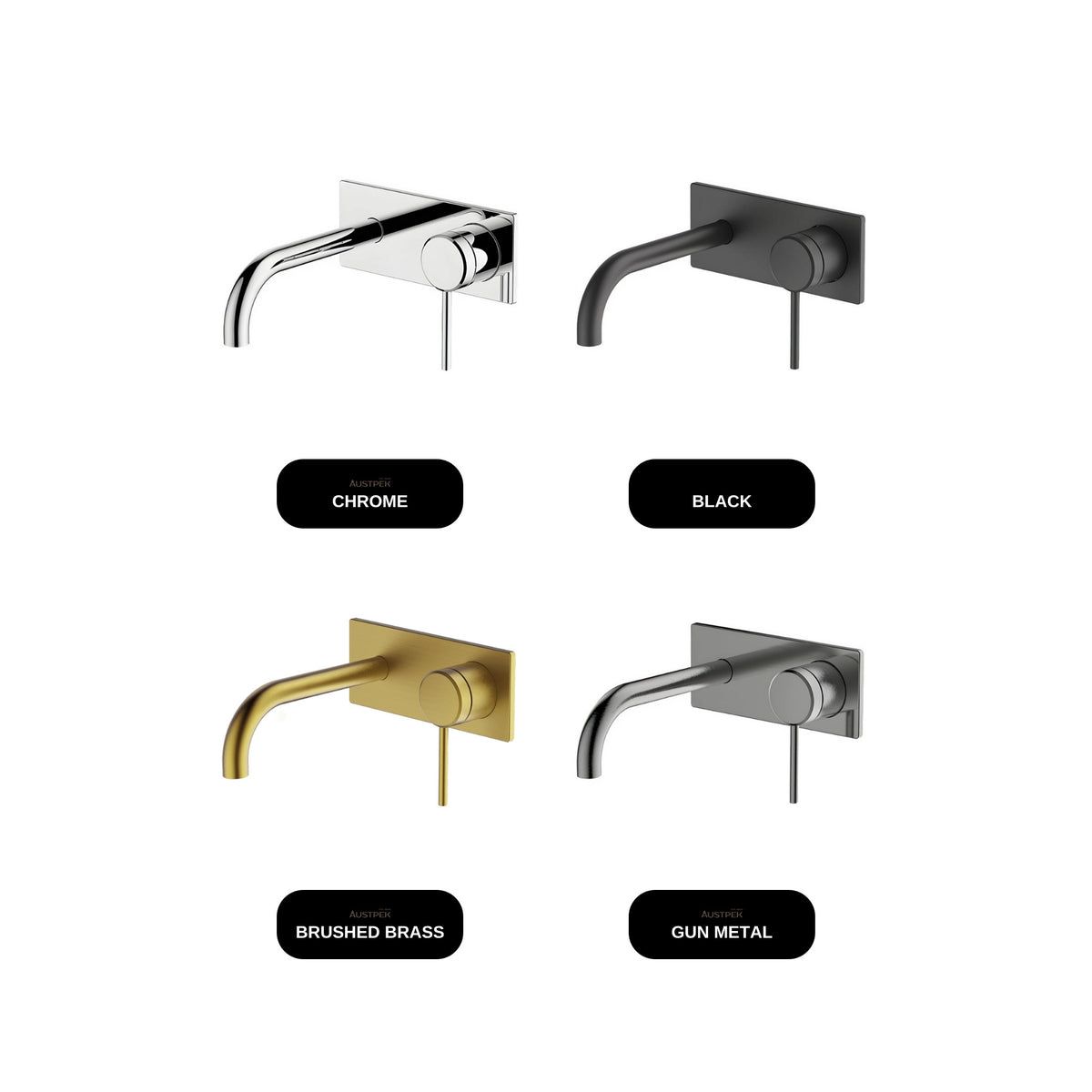 GARETH ASHTON POCO WALL BASIN / BATH MIXER SET 165MM - available finishes (Black, Brushed Brass, Chrome, Gun Metal)