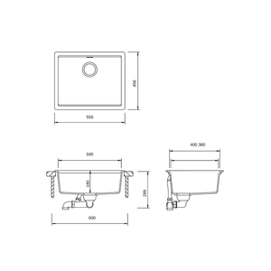 SCHOCK KN-100LIVY KITCHEN SINK TECHNICAL DRAWING WITH DIMENSIONS
