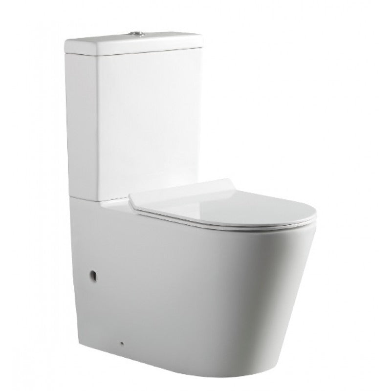 BEL BAGNO FLAY-R RIMLESS BACK TO WALL TOILET SUITE GLOSS WHITE