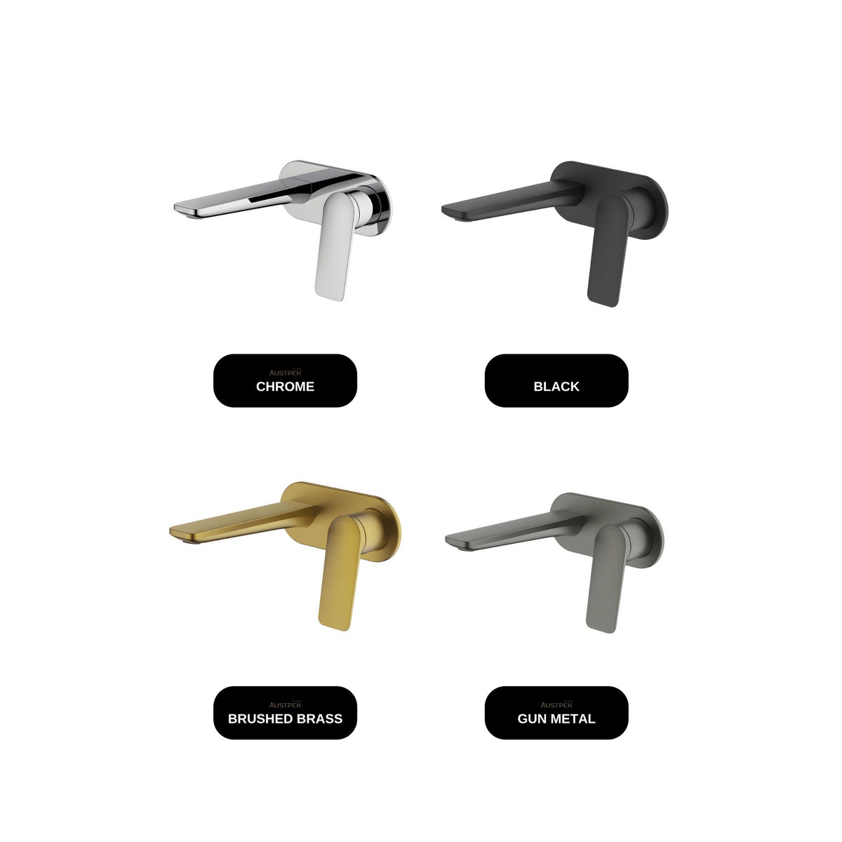 GARETH ASHTON VELA WALL BASIN / BATH MIXER SET 220MM - available finishes (Black, Brushed Brass, Chrome, Gun Metal)