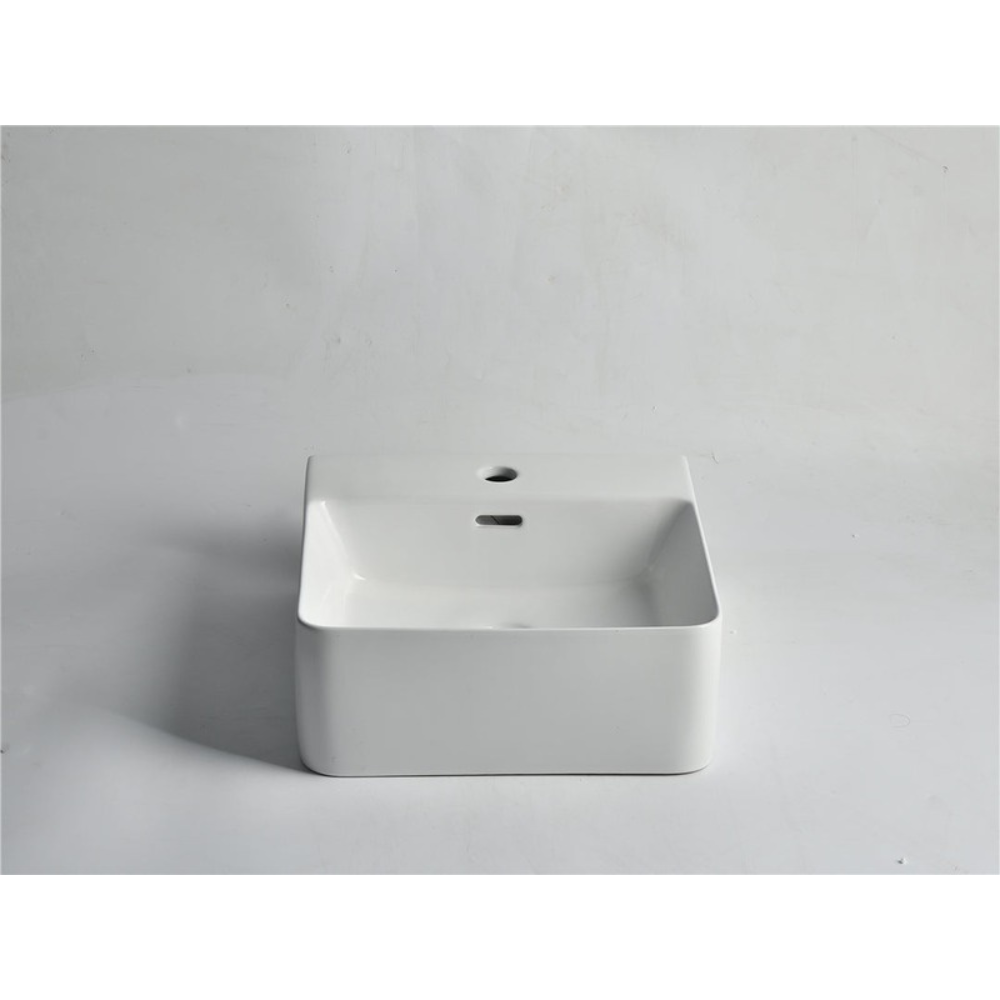 CLAYA SQUARE WALL HUNG BASIN GLOSS WHITE 420MM