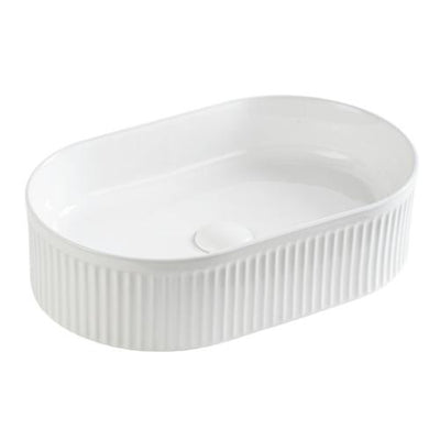 LUKKA ELLIPS FLUTED ABOVE COUNTER BASIN MATTE WHITE 490MM