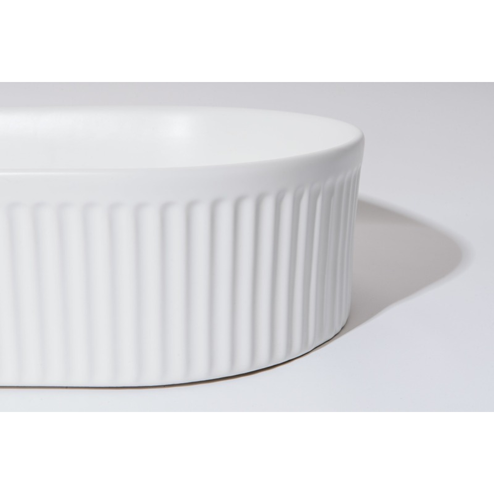 CLAYA PILL FLUTED ABOVE COUNTER BASIN MATTE WHITE 490MM