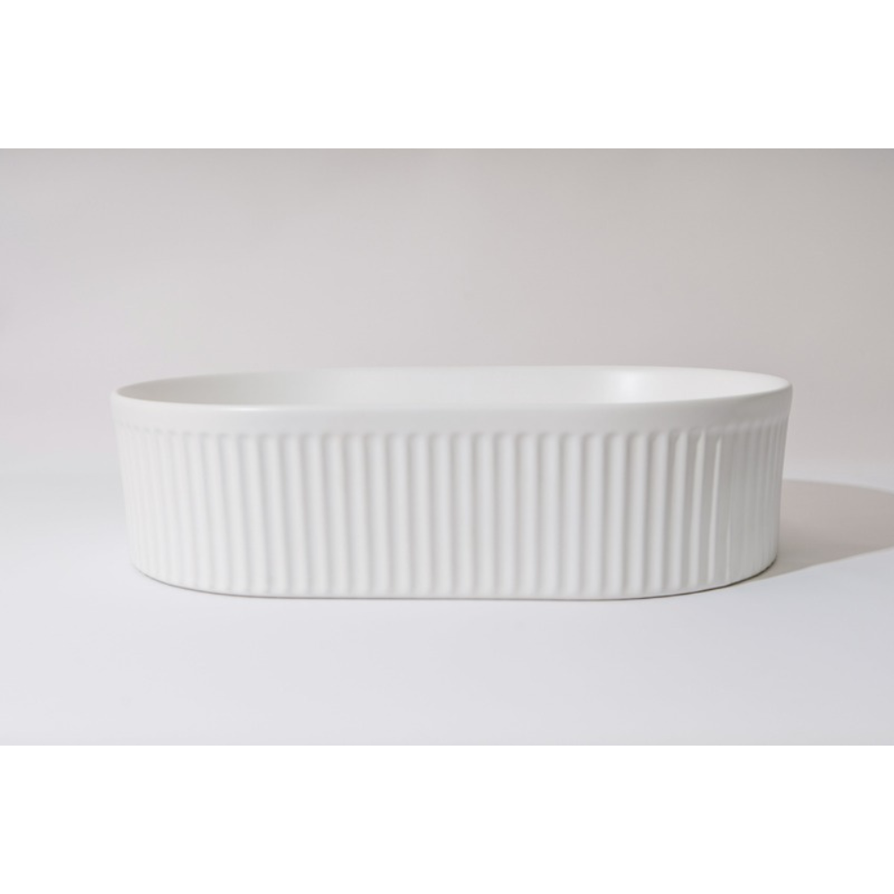 CLAYA PILL FLUTED ABOVE COUNTER BASIN MATTE WHITE 490MM