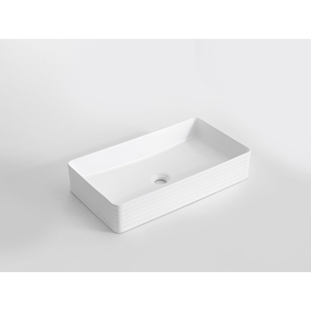 CLAYA RECTANGULAR FLUTED ABOVE COUNTER BASIN MATTE WHITE 620MM