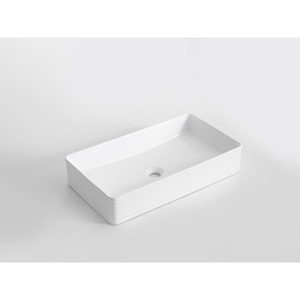 CLAYA RECTANGULAR FLUTED ABOVE COUNTER BASIN MATTE WHITE 620MM