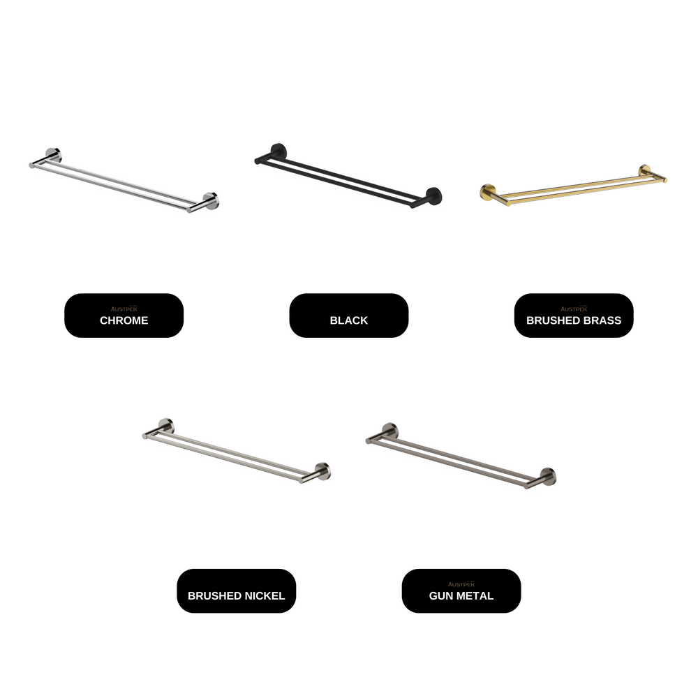 ABEY Poco Non-Heated Double Towel Rail 760mm available finishes