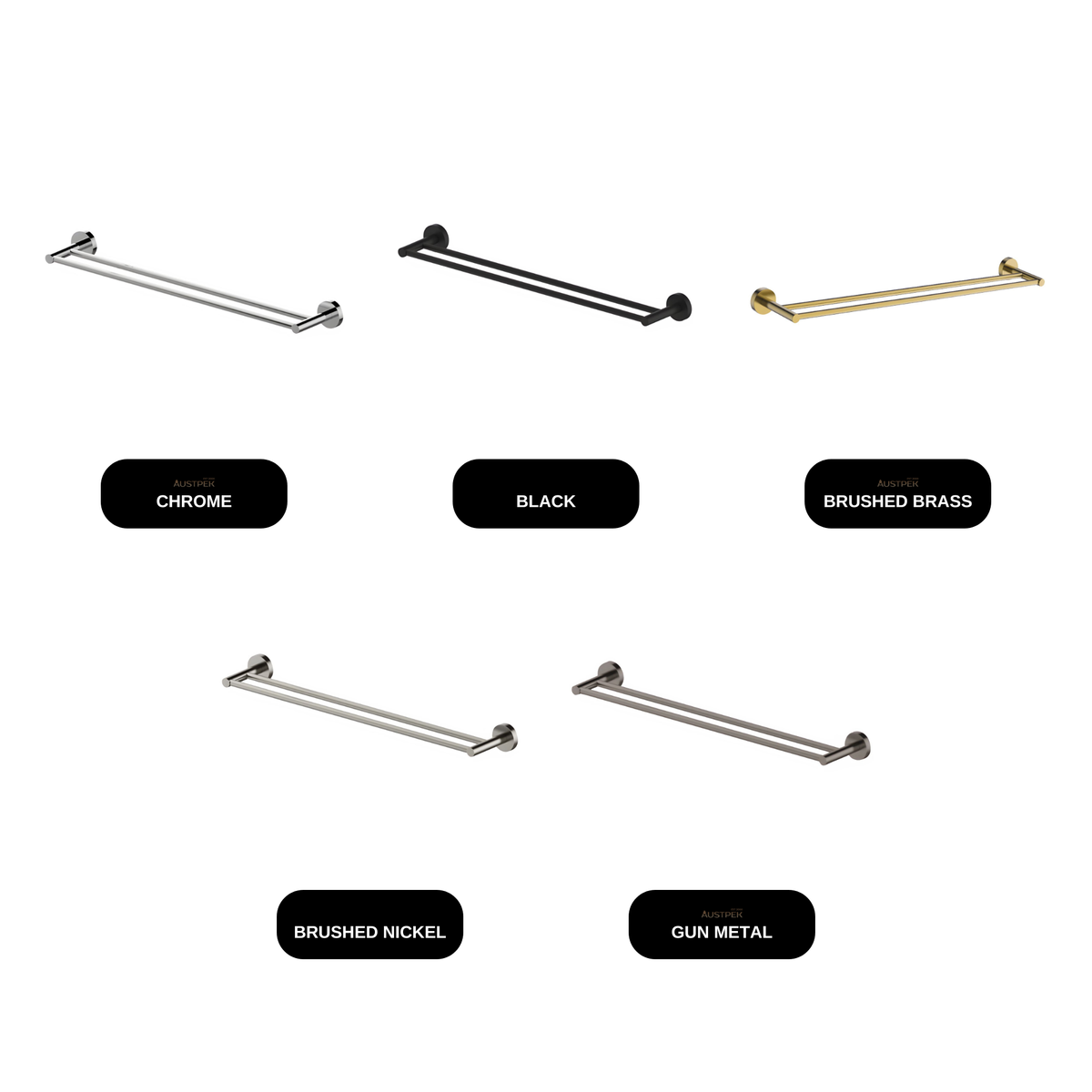 GARETH ASHTON Poco Non-Heated Double Towel Rail 760mm available finishes