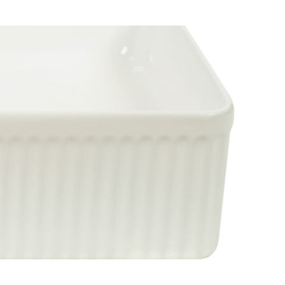 CLAYA LUCID RECTANGULAR FLUTED ABOVE COUNTER BASIN GLOSS WHITE 500MM