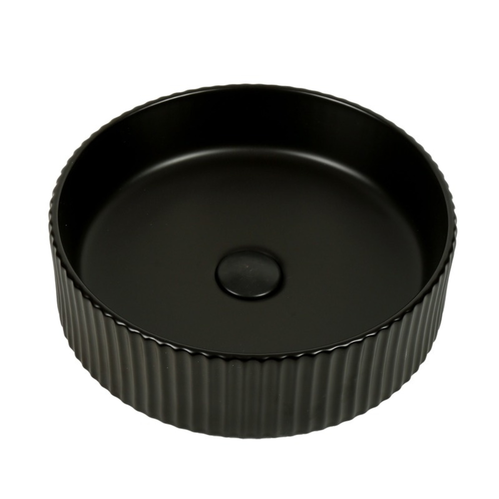 CLAYA ROUND FLUTED ABOVE COUNTER BASIN MATTE BLACK 400MM