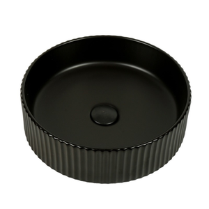 CLAYA ROUND FLUTED ABOVE COUNTER BASIN MATTE BLACK 400MM