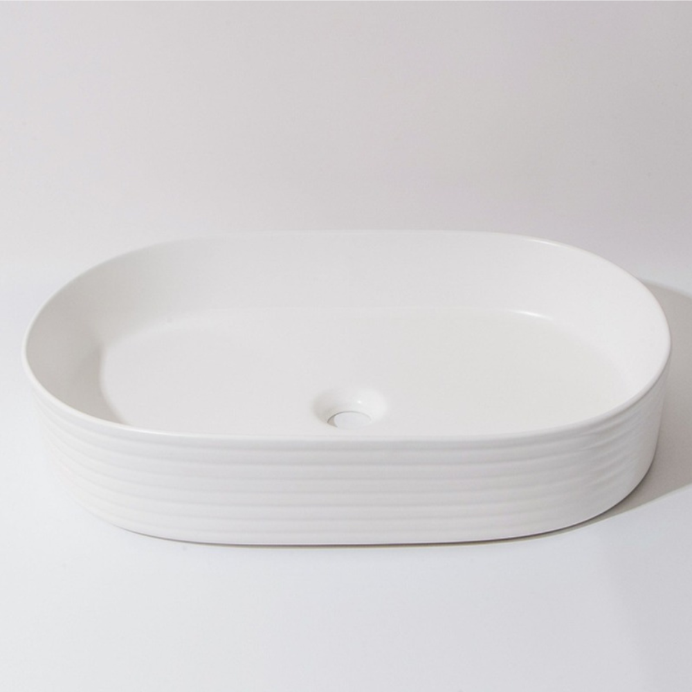 CLAYA PILL FLUTED ABOVE COUNTER BASIN MATTE WHITE 605MM