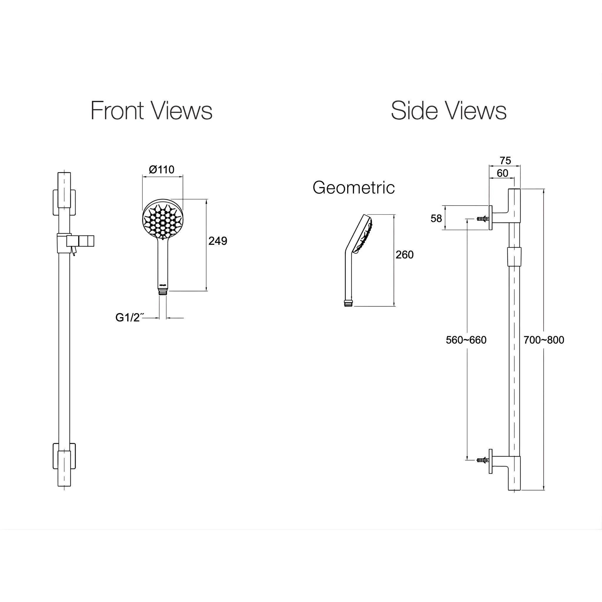 KOHLER RENEW GEOMETRIC STYLE HAND SHOWER WITH RAIL CHROME