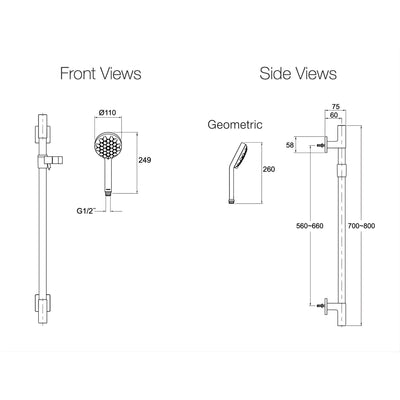KOHLER RENEW GEOMETRIC STYLE HAND SHOWER WITH RAIL CHROME