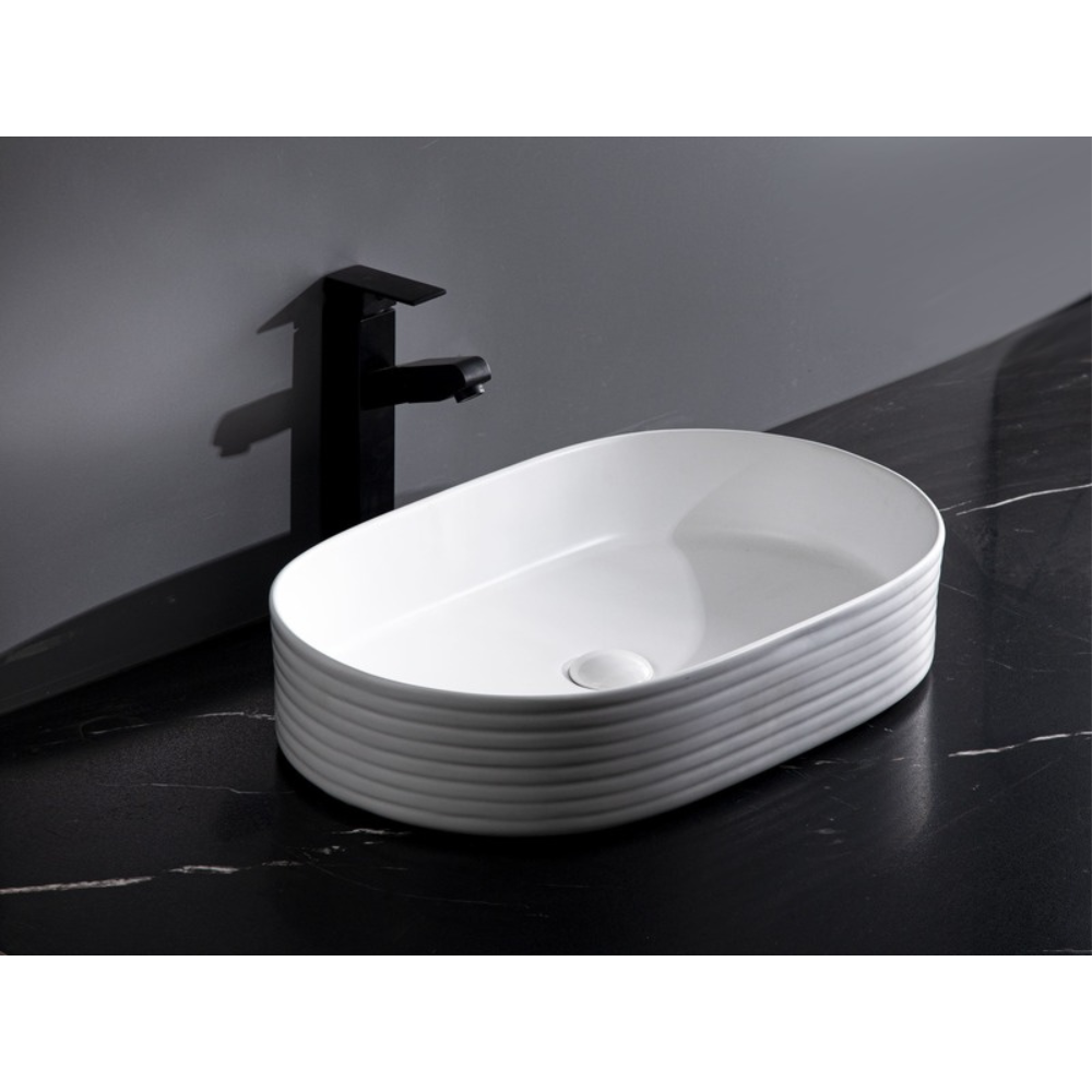 CLAYA PILL FLUTED ABOVE COUNTER BASIN MATTE WHITE 605MM