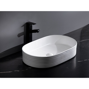 CLAYA PILL FLUTED ABOVE COUNTER BASIN MATTE WHITE 605MM