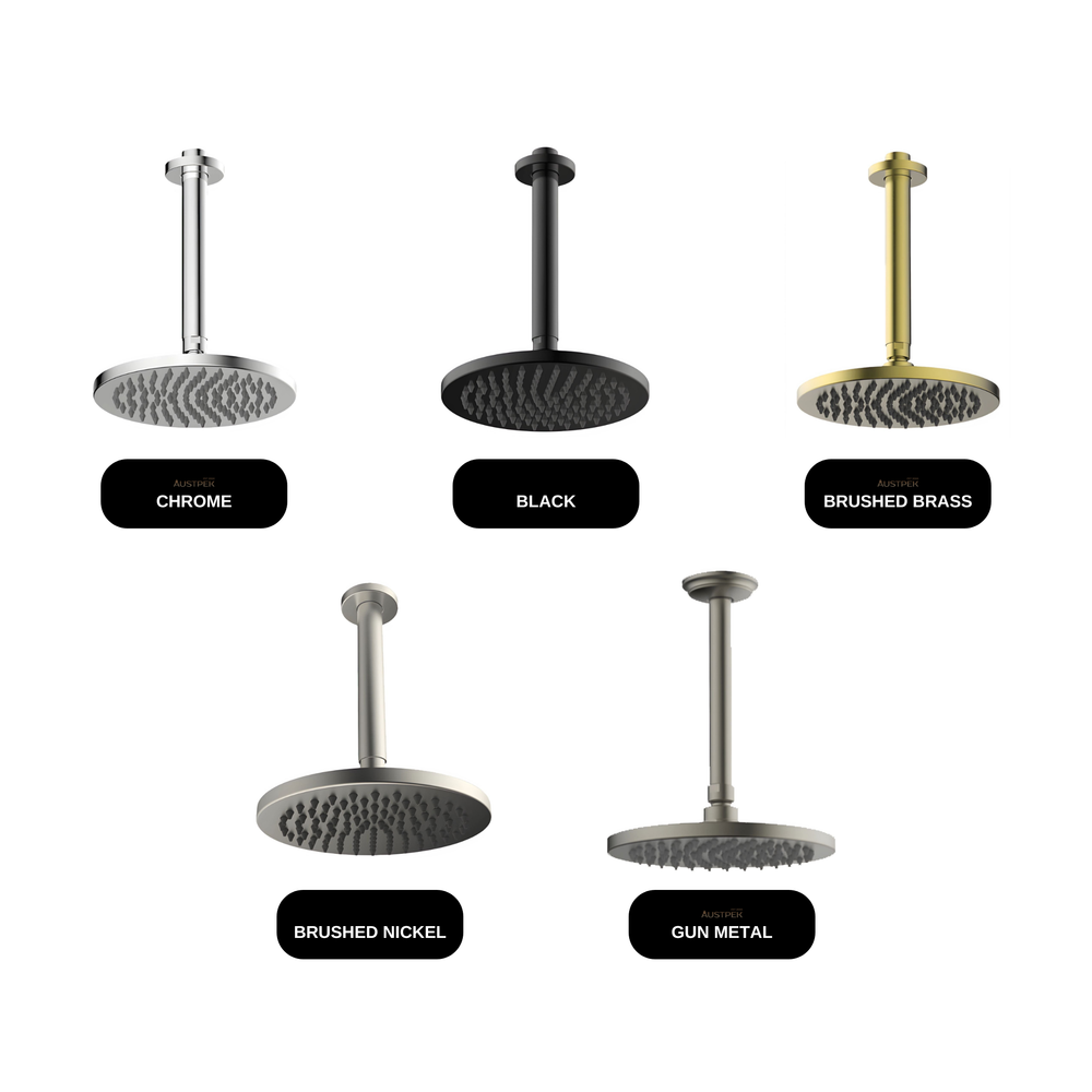ABEY Brass Round Vertical Shower 200mm available finishes
