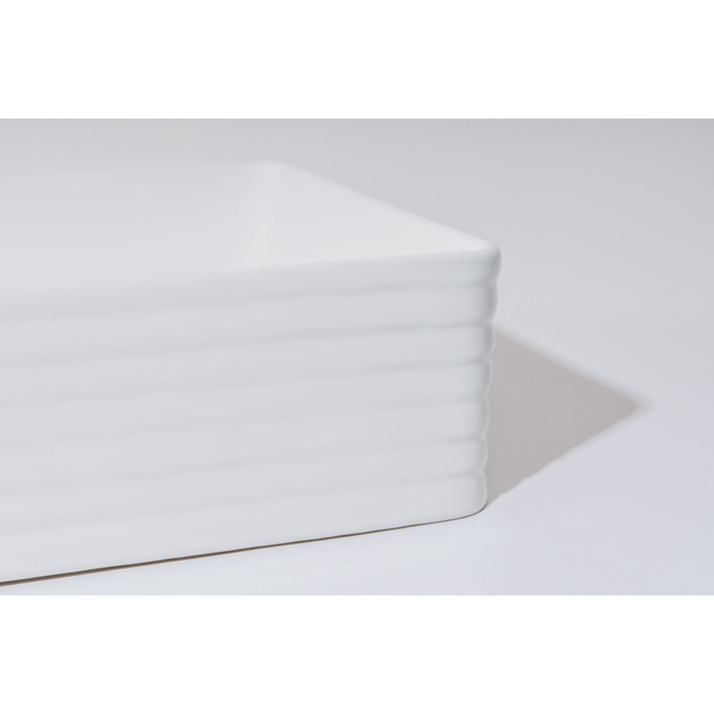 CLAYA RECTANGULAR FLUTED ABOVE COUNTER BASIN GLOSS WHITE 620MM