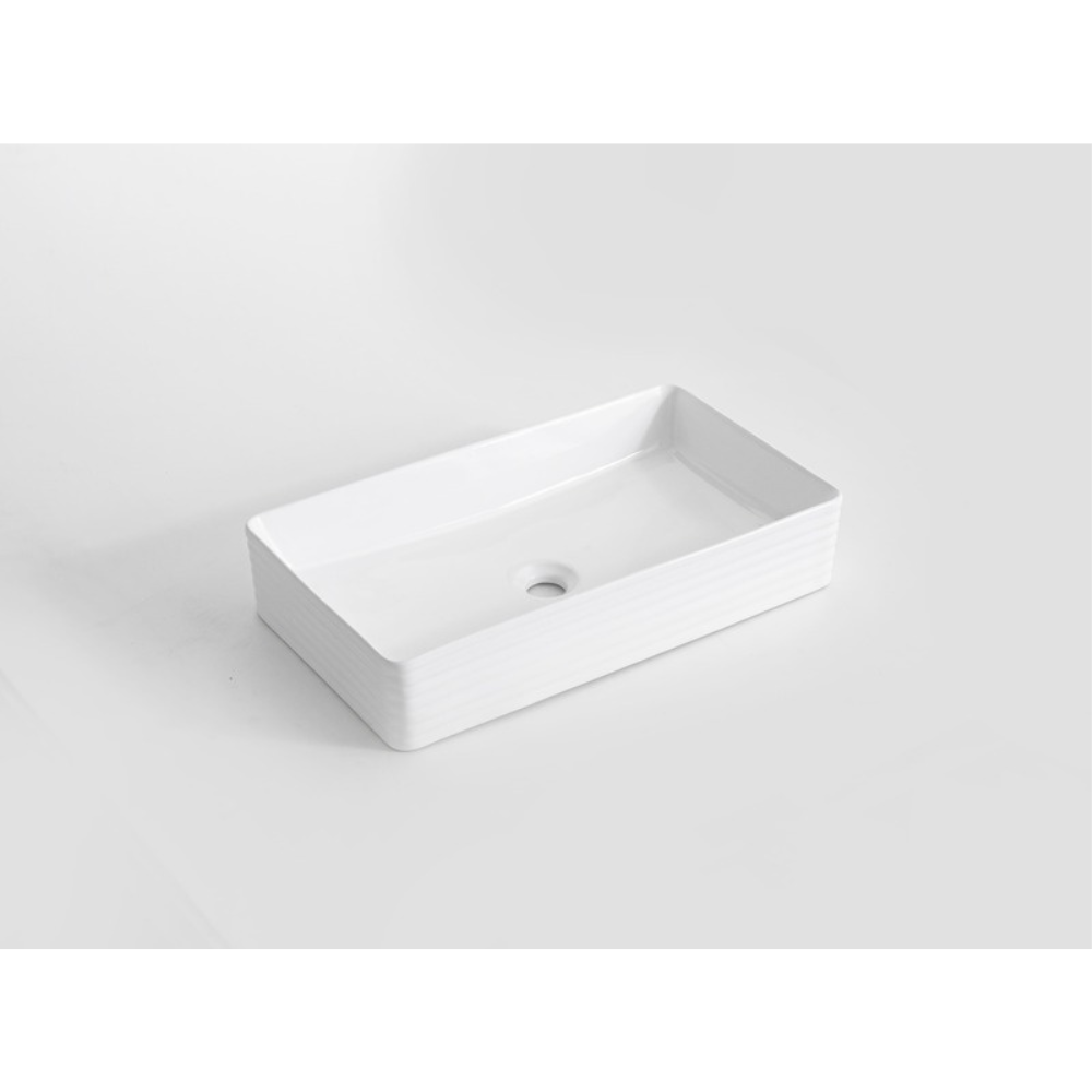 CLAYA RECTANGULAR FLUTED ABOVE COUNTER BASIN GLOSS WHITE 620MM