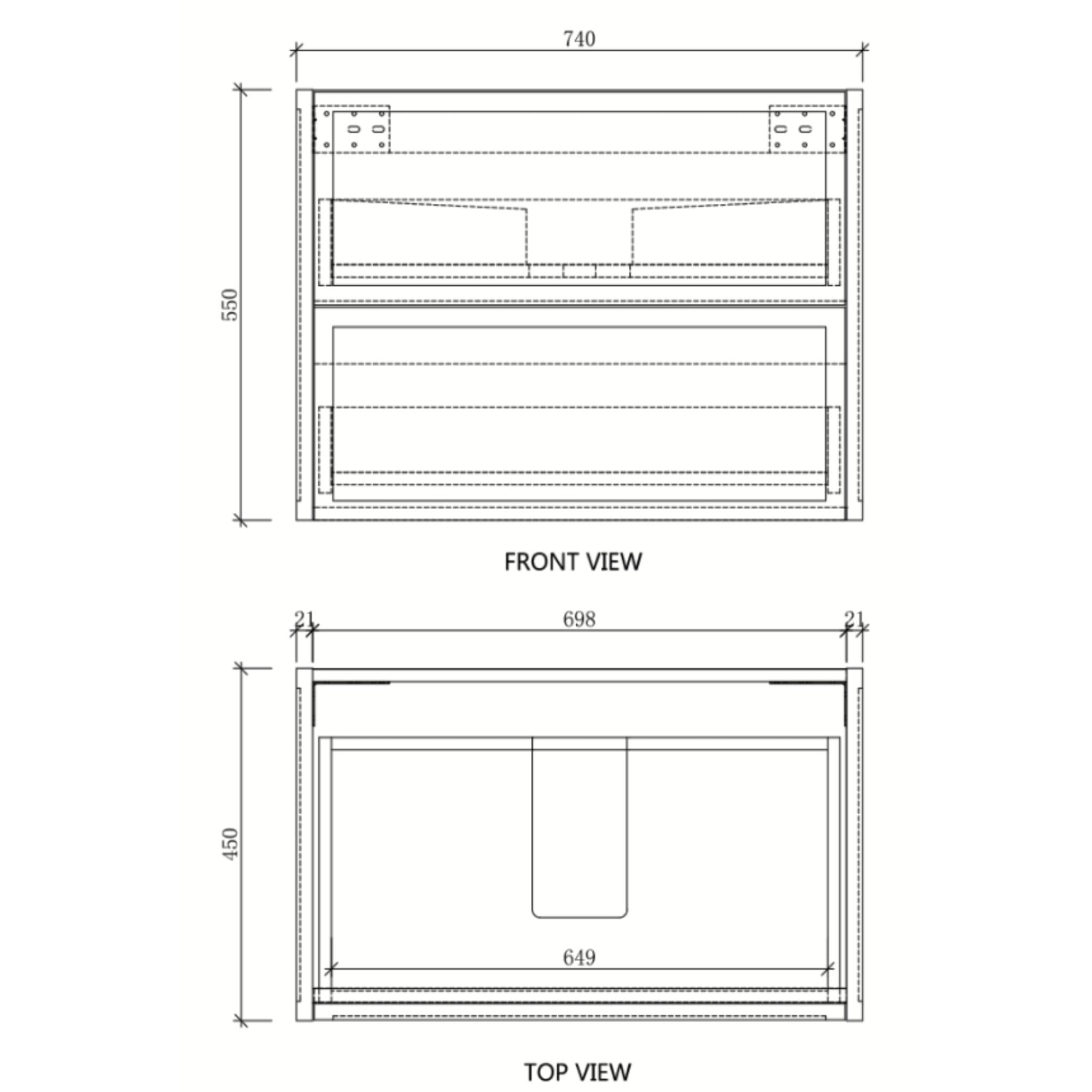 RIVA BANFF COASTAL OAK 750MM SINGLE BOWL WALL HUNG VANITY