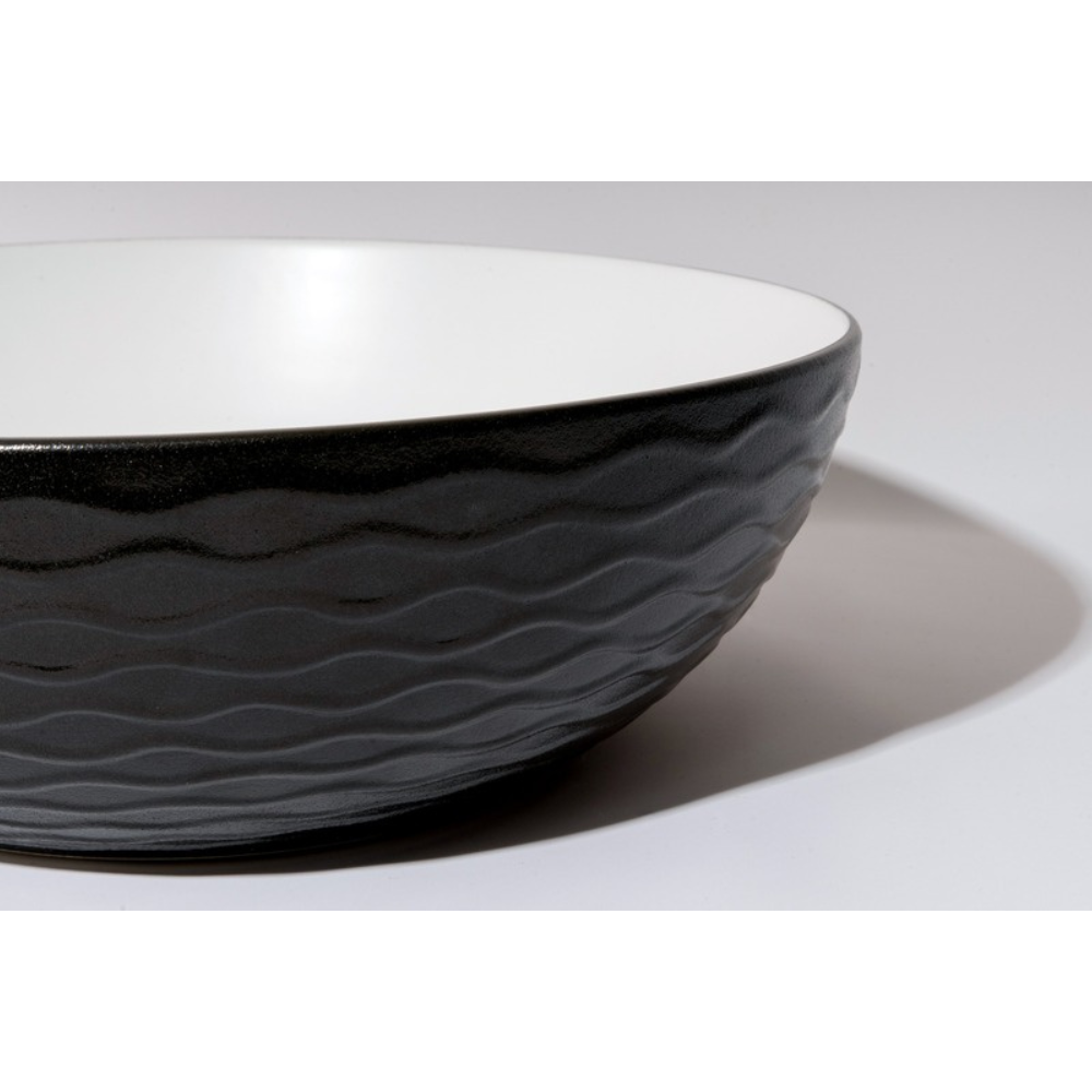 CLAYA POLAR WAVY ROUND ABOVE COUNTER BASIN TEXTURED MATTE BLACK 400MM