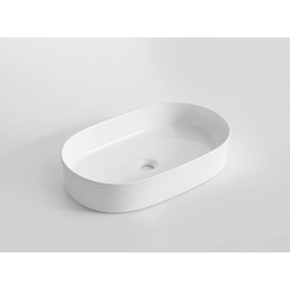 CLAYA PILL FLUTED ABOVE COUNTER BASIN GLOSS WHITE 605MM