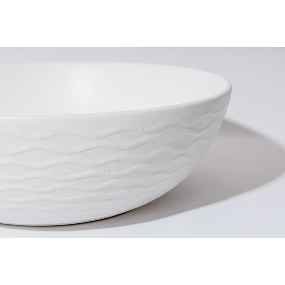 CLAYA POLAR WAVY ROUND ABOVE COUNTER BASIN TEXTURED MATTE WHITE 400MM