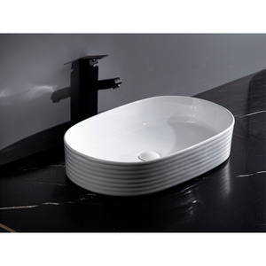 CLAYA PILL FLUTED ABOVE COUNTER BASIN GLOSS WHITE 605MM