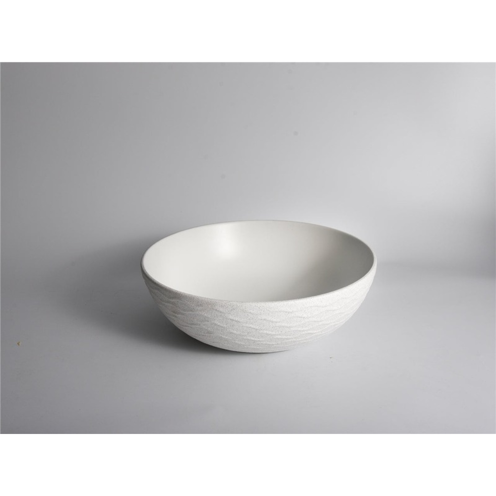 CLAYA POLAR WAVY ROUND ABOVE COUNTER BASIN TEXTURED MATTE WHITE 400MM