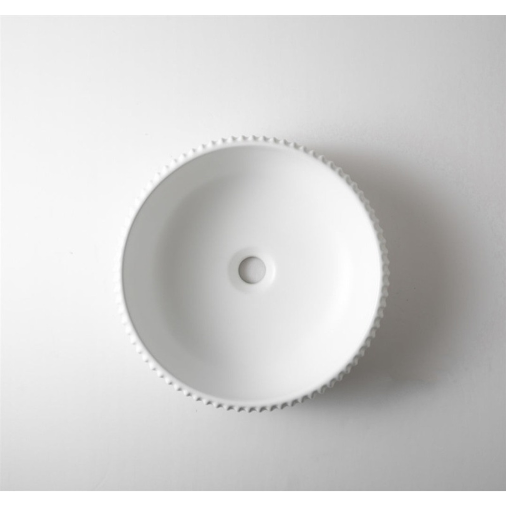 CLAYA ROUND FLUTED ABOVE COUNTER BASIN MATTE WHITE 420MM