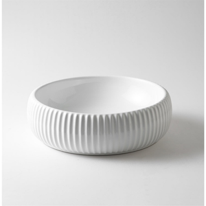 CLAYA ROUND FLUTED ABOVE COUNTER BASIN GLOSS WHITE 420MM