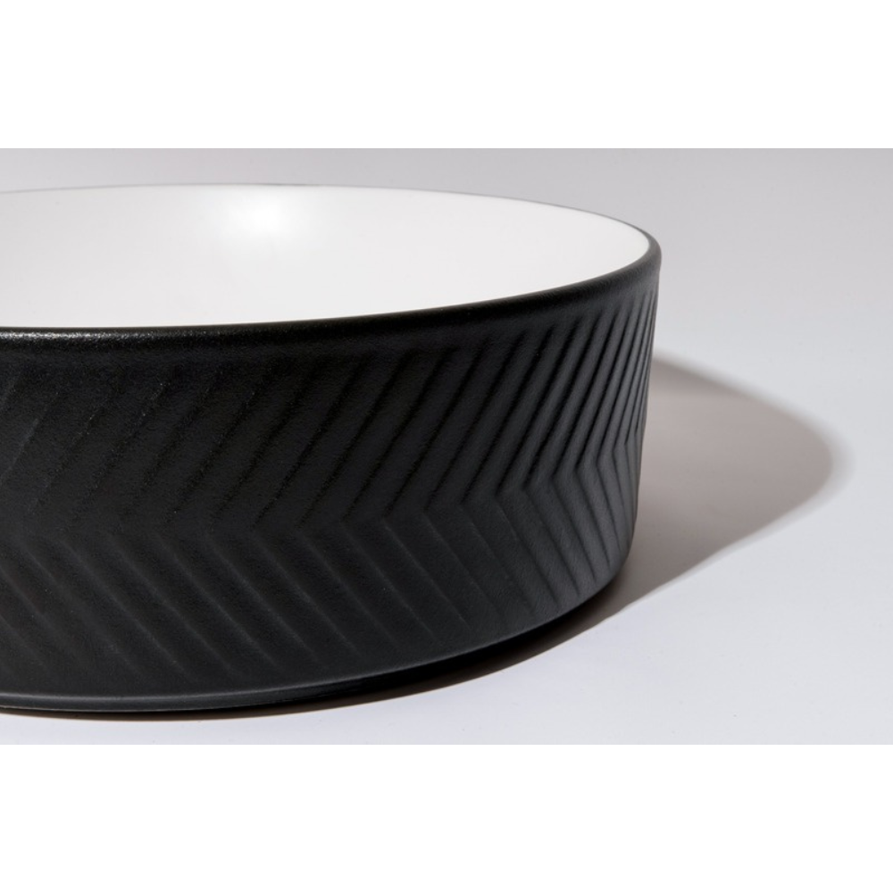 CLAYA POLAR ARROW ROUND ABOVE COUNTER BASIN TEXTURED MATTE BLACK 360MM