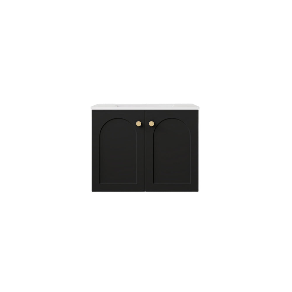 LUKKA CHESTER FEDERATION MATTE BLACK 600MM SINGLE BOWL WALL HUNG VANITY