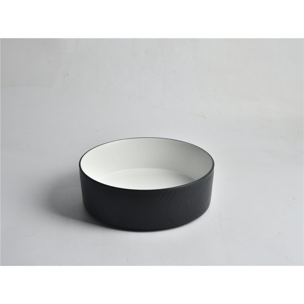 CLAYA POLAR ARROW ROUND ABOVE COUNTER BASIN TEXTURED MATTE BLACK 360MM