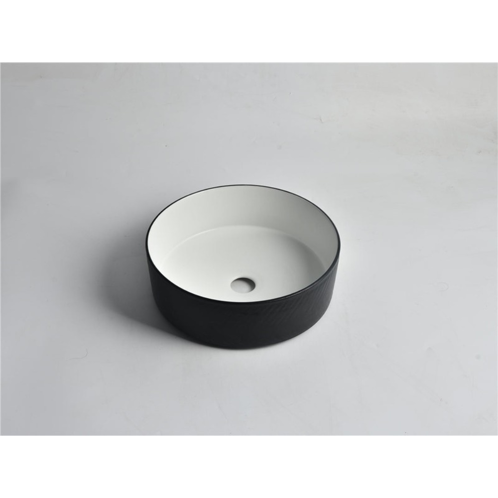 CLAYA POLAR ARROW ROUND ABOVE COUNTER BASIN TEXTURED MATTE BLACK 360MM
