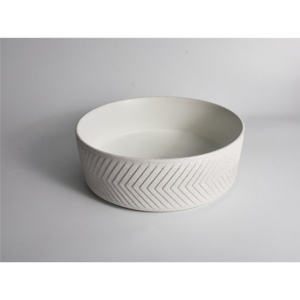 CLAYA POLAR ARROW ROUND ABOVE COUNTER BASIN TEXTURED MATTE WHITE 360MM