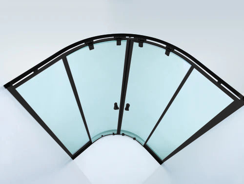 COVEY WALL TO WALL SEMI-FRAMED CURVED SLIDING DOOR SHOWER SCREEN MATTE BLACK