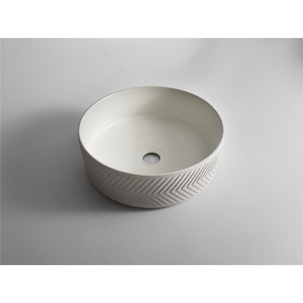 CLAYA POLAR ARROW ROUND ABOVE COUNTER BASIN TEXTURED MATTE WHITE 360MM
