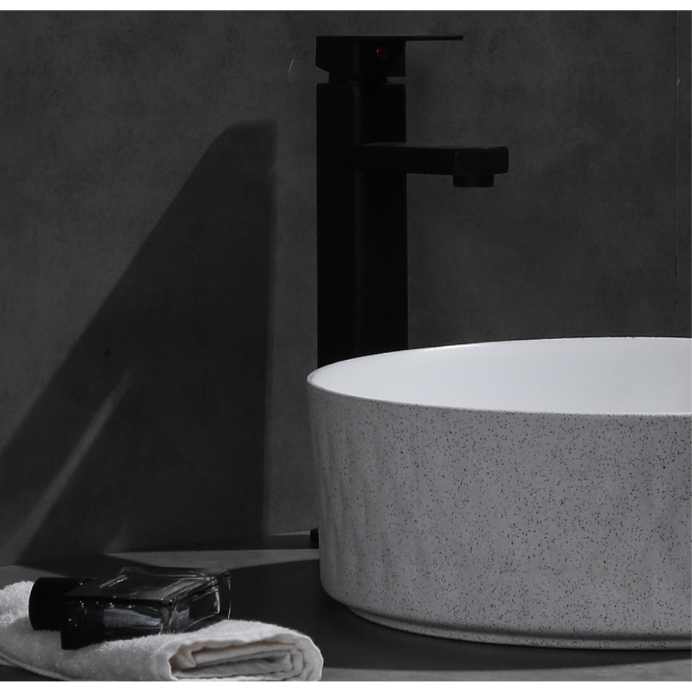 CLAYA POLAR DIAMOND ROUND ABOVE COUNTER BASIN TEXTURED MATTE WHITE 360MM