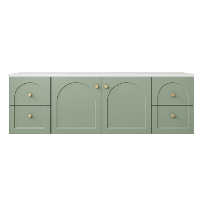 LUKKA CHESTER FEDERATION OLIVE GREEN 1500MM DOUBLE BOWL WALL HUNG VANITY
