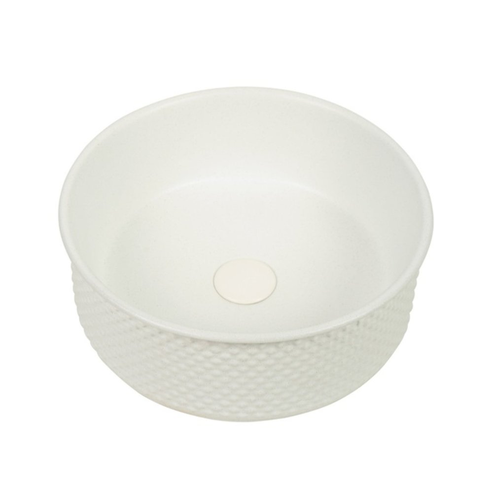 CLAYA POLAR TESSINA ROUND ABOVE COUNTER BASIN TEXTURED MATTE WHITE 385MM