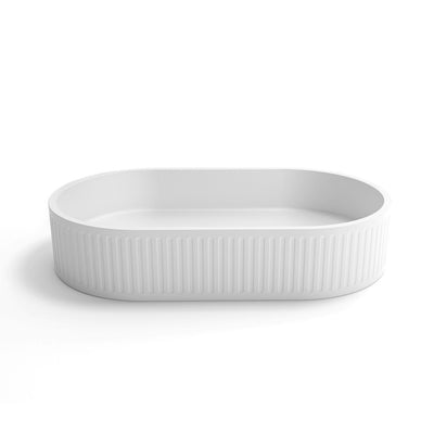 OTTI HUDSON OVAL ABOVE COUNTER CONCRETE WHITE BASIN 600MM