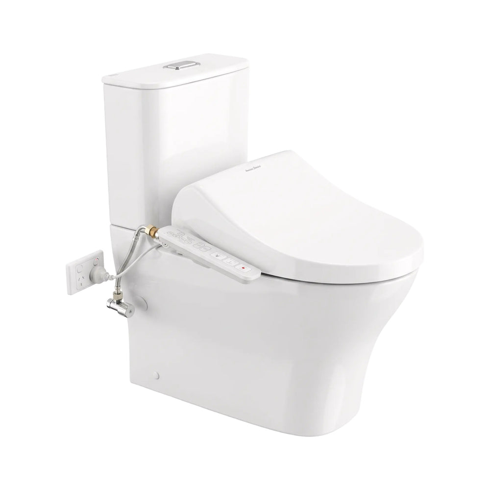 AMERICAN STANDARD SIGNATURE HYGIENE RIM CLOSE COUPLED BACK-TO-WALL SMART TOILET SUITE BOTTOM INLET WITH SPALET E-BIDET SEAT WHITE