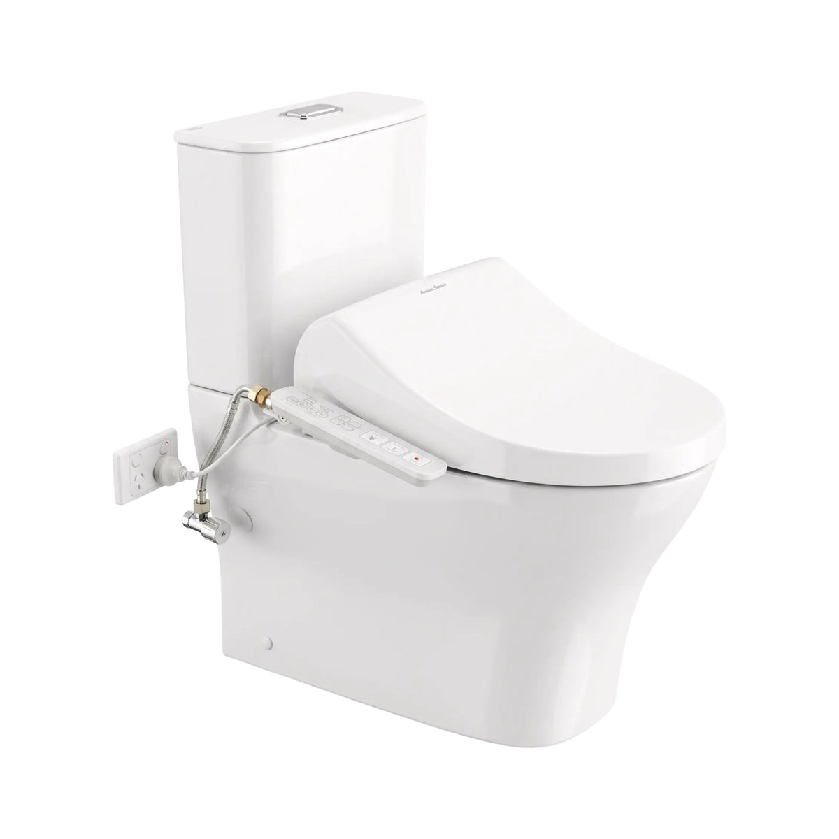 AMERICAN STANDARD SIGNATURE HYGIENE RIM CLOSE COUPLED BACK-TO-WALL SMART TOILET SUITE BOTTOM INLET WITH SPALET E-BIDET SEAT WHITE