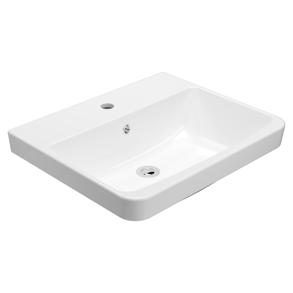 AMERICAN STANDARD HERON SQUARE SEMI INSET BASIN OVERFLOW WHITE 500MM