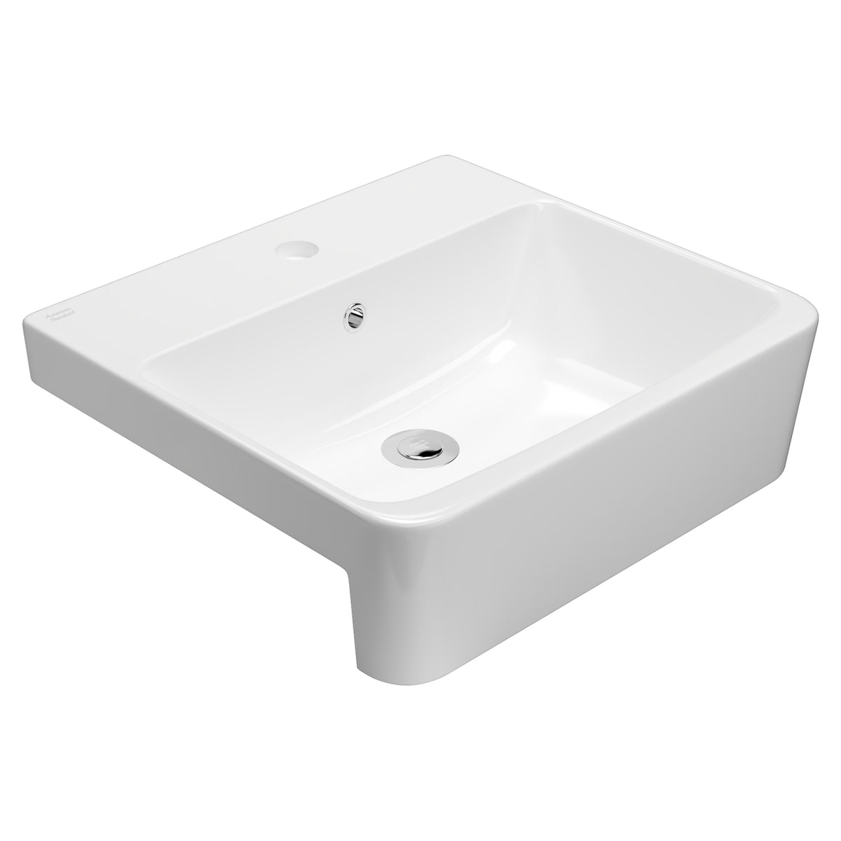 AMERICAN STANDARD HERON SQUARE SEMI RECESSED BASIN OVERFLOW WHITE 500MM