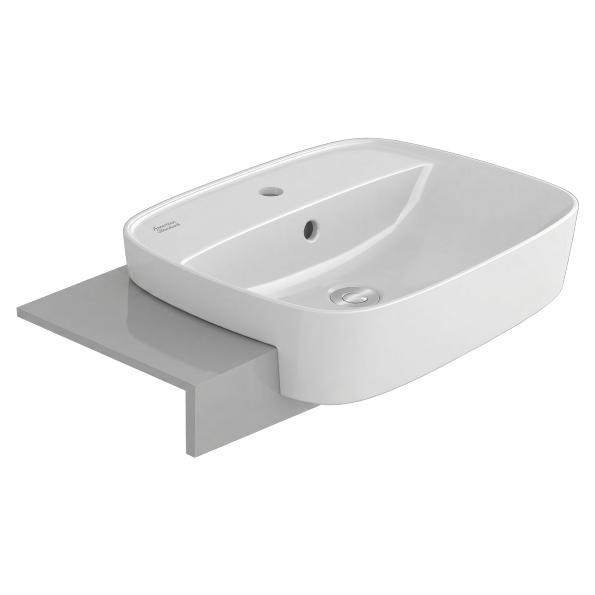 AMERICAN STANDARD SIGNATURE SEMI RECESSED BASIN OVERFLOW WHITE 550MM